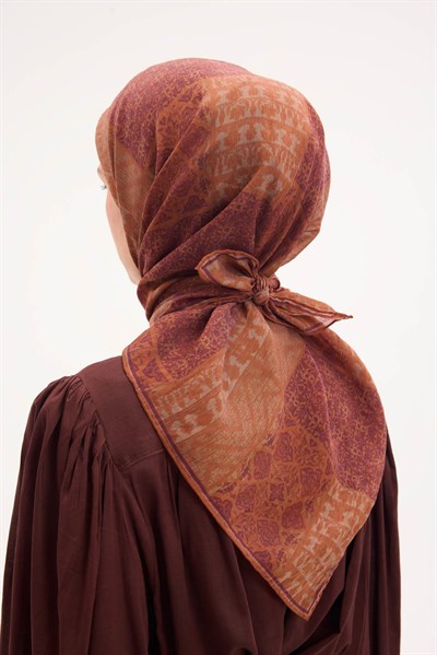 Tencel Monare Eşarp Osmanlı Desen Pas Rengi 90X90