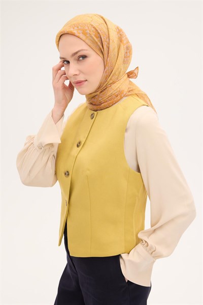 Tencel Monare Eşarp Osmanlı Desen Sarı Turuncu 90X