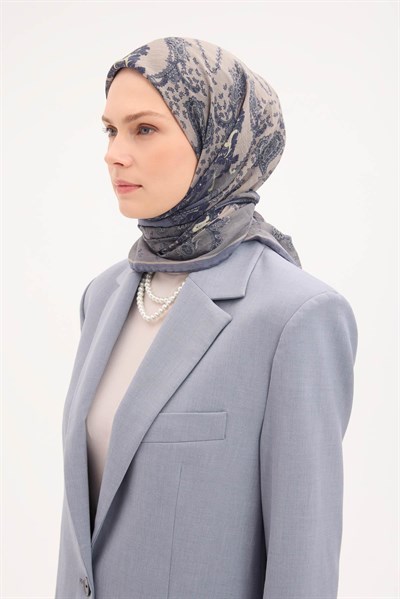 Tencel Monare Eşarp Şal Desen Küf Yeşili 90x90