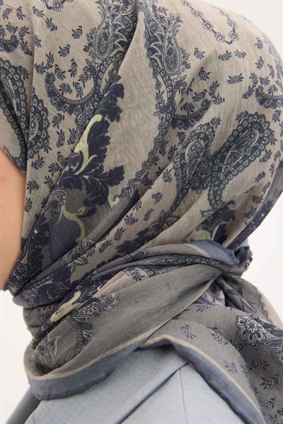Tencel Monare Eşarp Şal Desen Küf Yeşili 90x90