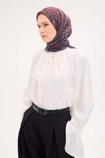 Tencel Monare Eşarp Taş Desen Antrasit 90x90