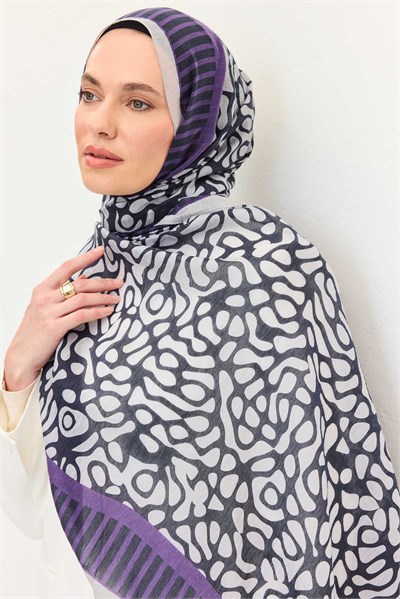Tencel Monare Şal Coral  Açık Siyah
