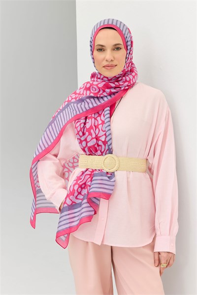 Tencel Monare Şal Coral Koyu Pembe