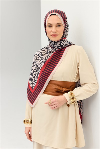 Tencel Monare Şal Coral Lacivert