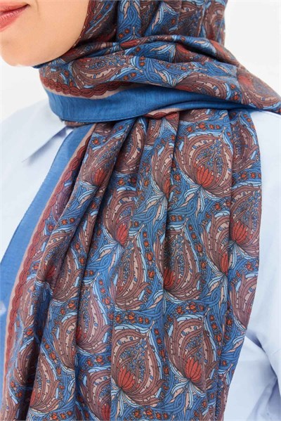 Tencel Monare Şal Tomurcuk İndigo