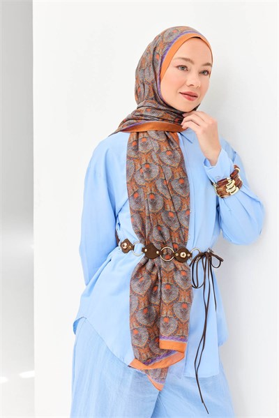 Tencel Monare Şal Tomurcuk Koyu Turuncu