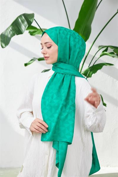 Triangle Desen İpeksi Jakar Şal Benetton Yeşil 9005-16