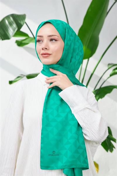Triangle Desen İpeksi Jakar Şal Benetton Yeşil 9005-16