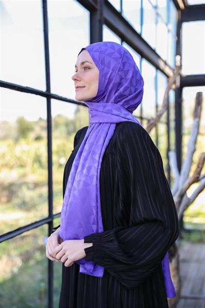 Triangle Desen İpeksi Jakar Şal İris 9005-19