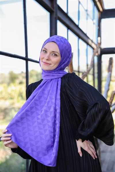 Triangle Desen İpeksi Jakar Şal İris 9005-19