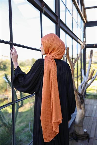 Triangle Desen İpeksi Jakar Şal Kiremit 9005-24