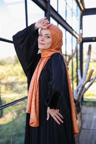 Triangle Desen İpeksi Jakar Şal Kiremit 9005-24