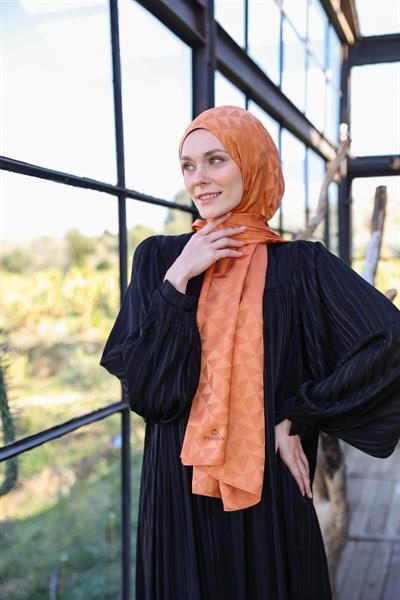 Triangle Desen İpeksi Jakar Şal Kiremit 9005-24