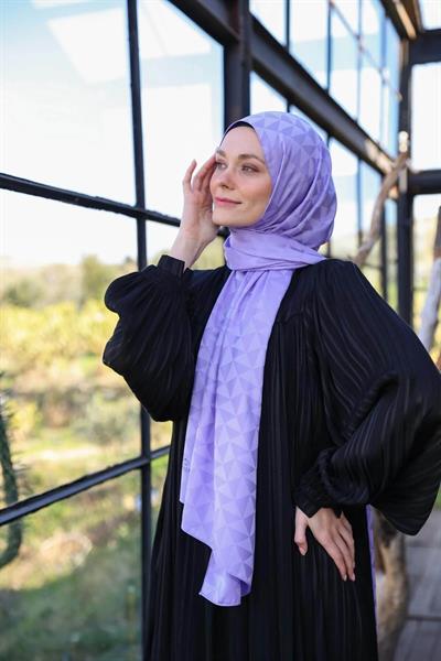 Triangle Desen İpeksi Jakar Şal Light Lavanta 9005-26