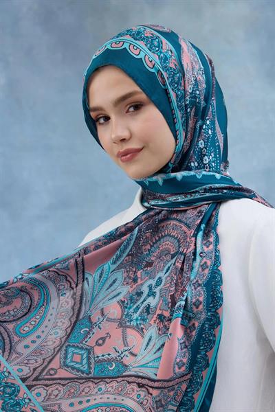 Turkuaz Hint Vual Şal - 5006-09