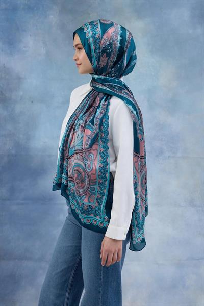 Turkuaz Hint Vual Şal - 5006-09