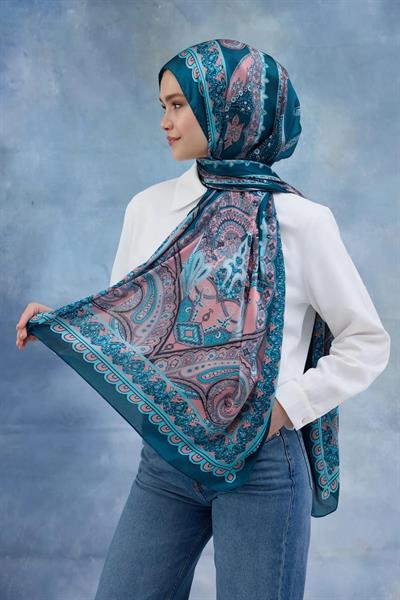 Turkuaz Hint Vual Şal - 5006-09