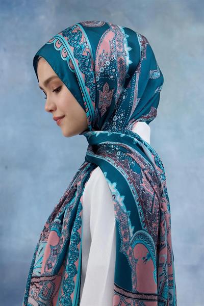 Turkuaz Hint Vual Şal - 5006-09