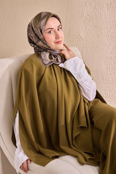 Twill İpek Bloom Eşarp Koyu Yeşil  90x90