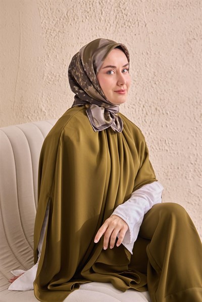 Twill İpek Bloom Eşarp Koyu Yeşil  90x90