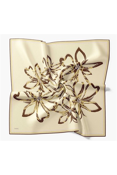 Twill İpek Eşarp Bloom Açık Sarı
