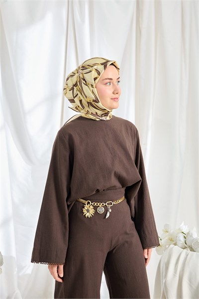 Twill İpek Eşarp Bloom Açık Sarı