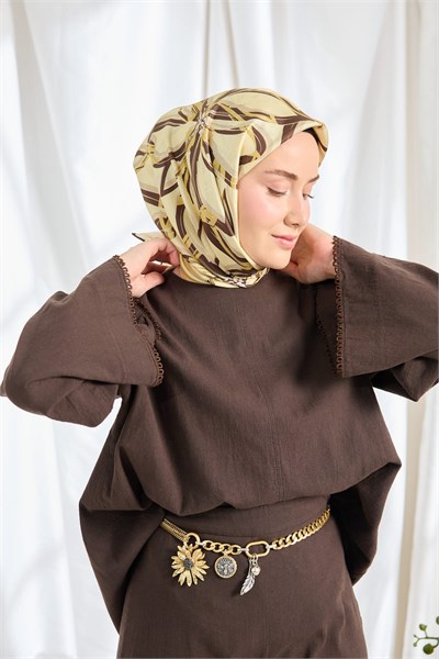 Twill İpek Eşarp Bloom Açık Sarı