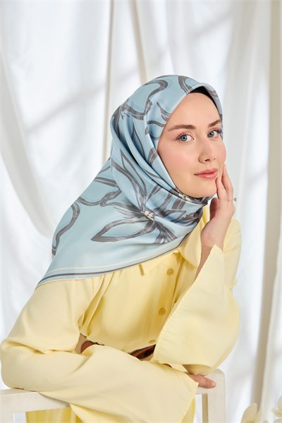 Twill İpek Eşarp Bloom Bebe Mavi