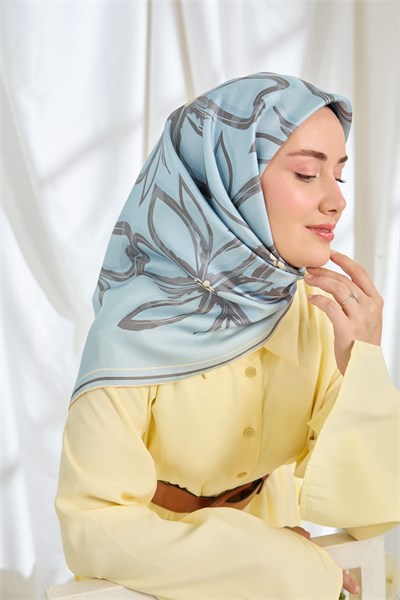 Twill İpek Eşarp Bloom Bebe Mavi