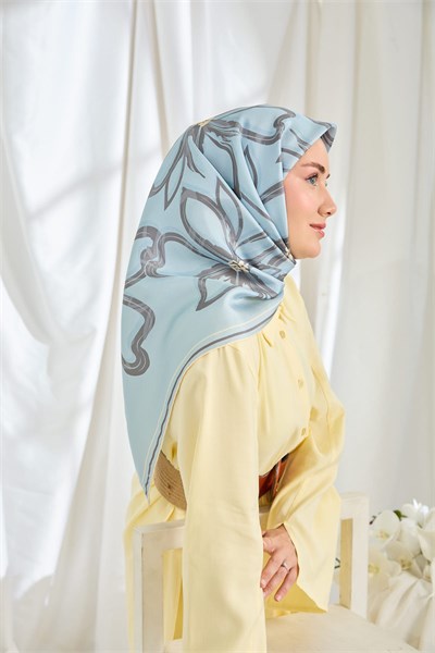 Twill İpek Eşarp Bloom Bebe Mavi