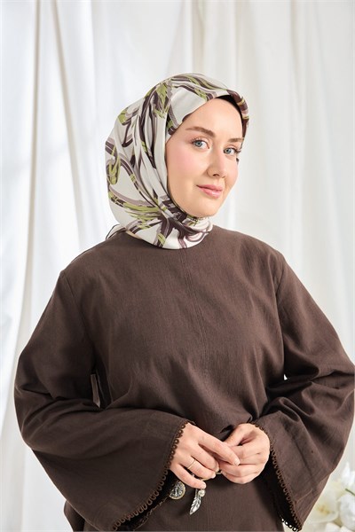 Twill İpek Eşarp Bloom Gümüş