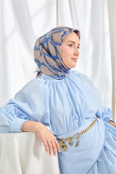 Twill İpek Eşarp Bloom Koyu Vizon