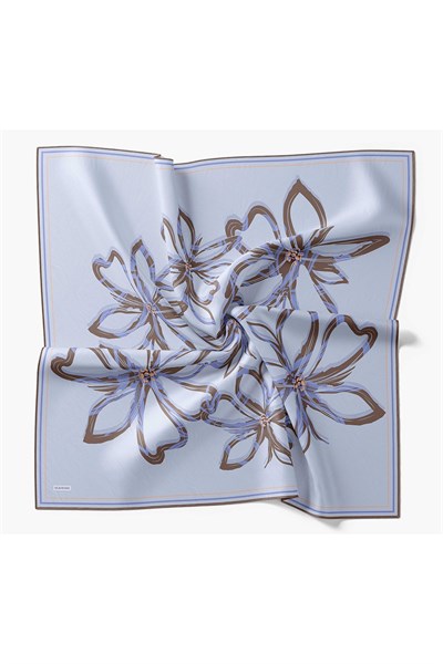 Twill İpek Eşarp Bloom Lila Mavi