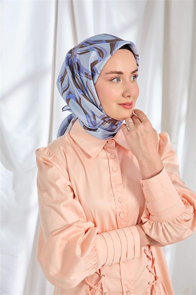 Twill İpek Eşarp Bloom Lila Mavi
