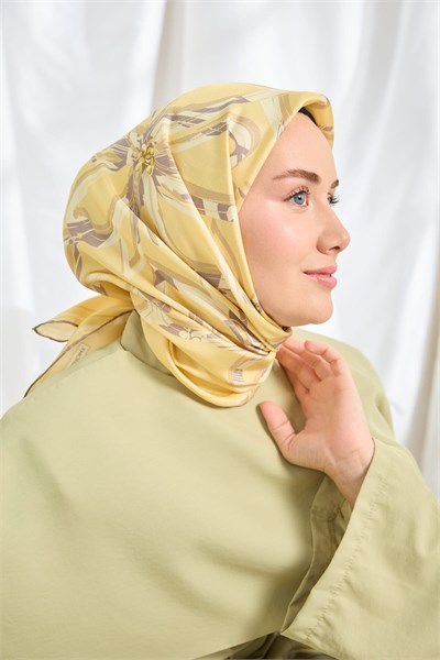 Twill İpek Eşarp Bloom Sarı