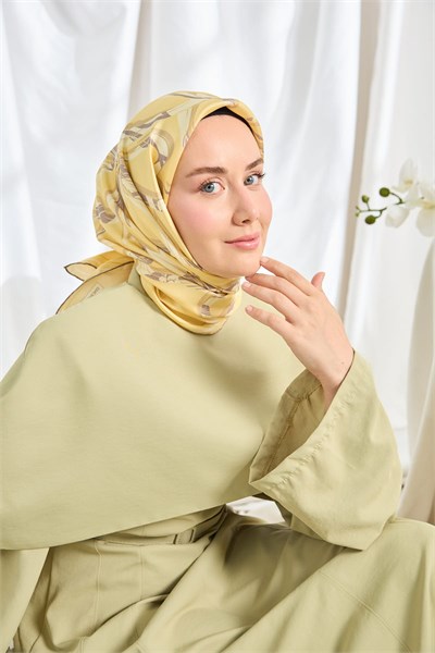 Twill İpek Eşarp Bloom Sarı