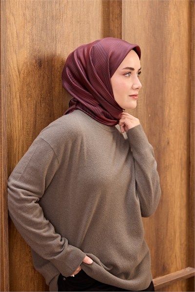 Twill İpek Eşarp Fluid Lines Bordo