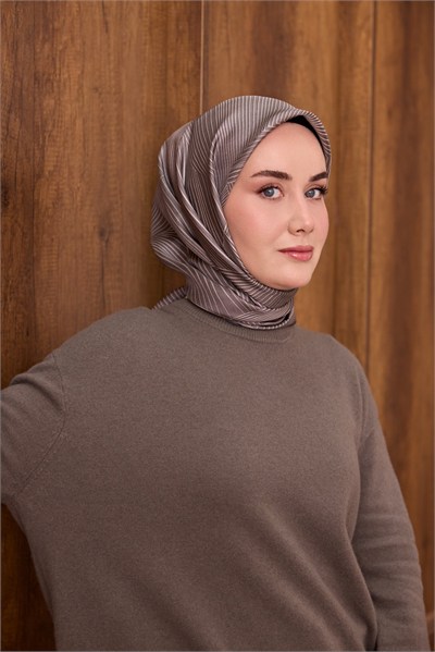 Twill İpek Eşarp Fluid Lines Gri