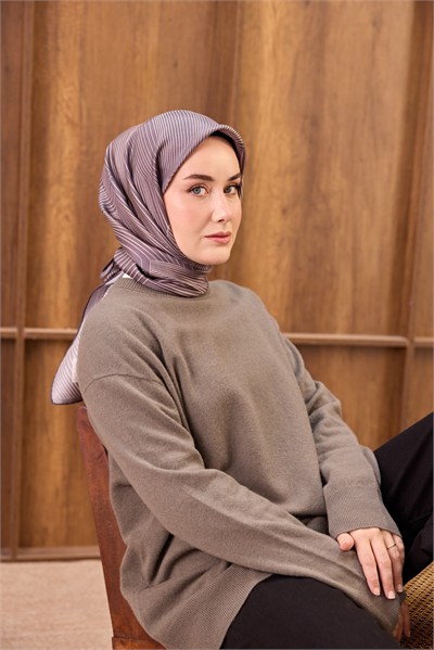 Twill İpek Eşarp Fluid Lines Mor