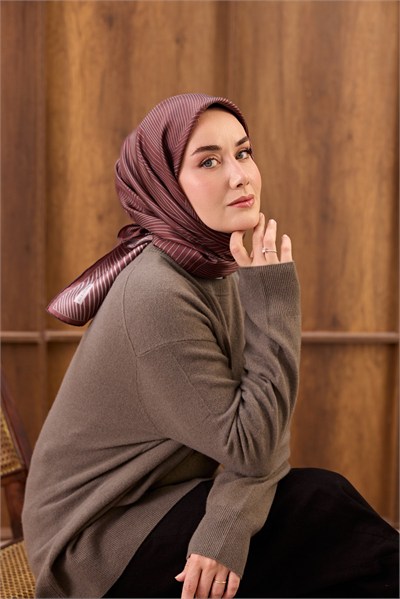 Twill İpek Eşarp Fluid Lines Şarabi