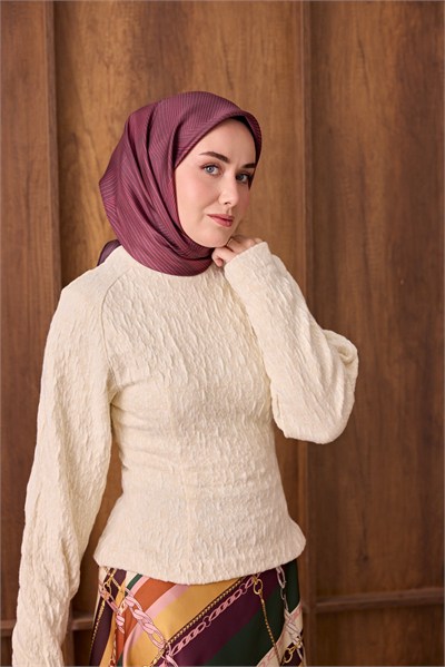 Twill İpek Eşarp Fluid Lines Vişne