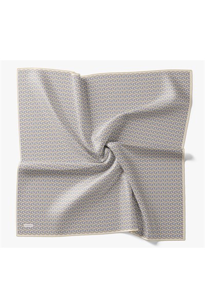 Twill İpek Eşarp Geometric Pattern Gri
