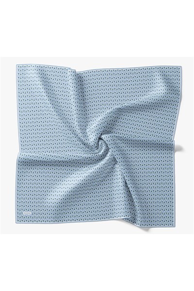 Twill İpek Eşarp Geometric Pattern Mavi