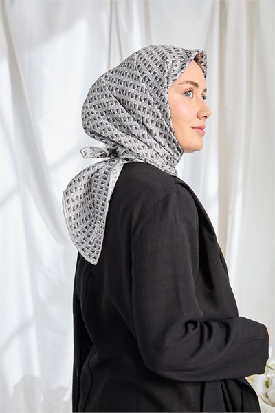 Twill İpek Eşarp Geometric Pattern Siyah