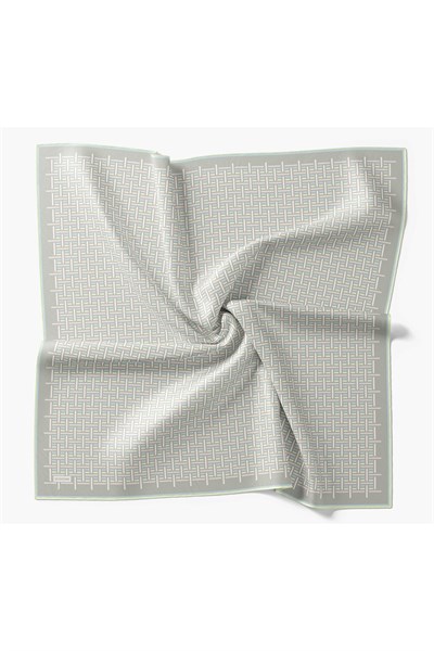 Twill İpek Eşarp Geometrik Gri