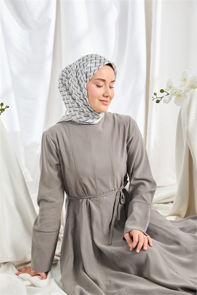 Twill İpek Eşarp Geometrik Gümüş