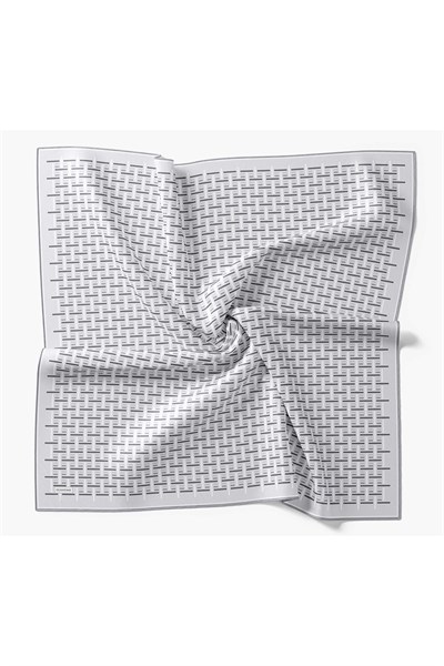 Twill İpek Eşarp Geometrik Gümüş
