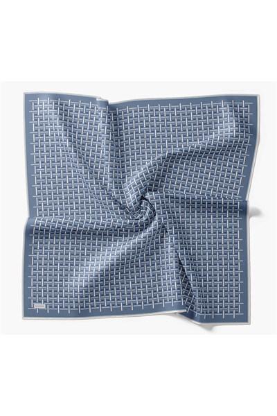 Twill İpek Eşarp Geometrik İndigo