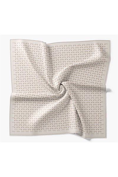 Twill İpek Eşarp Geometrik Krem