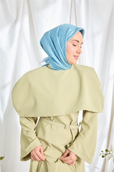 Twill İpek Eşarp Geometrik Mavi